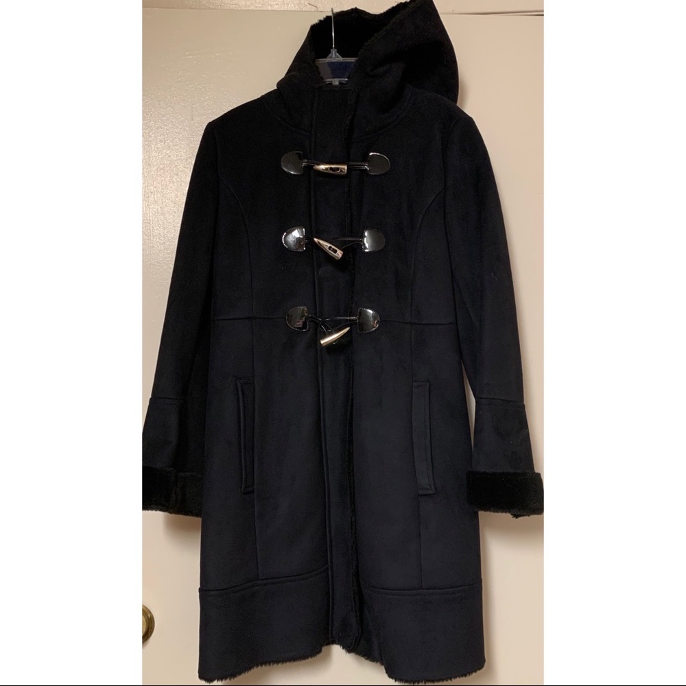 Girls VIA SPIGA Black Fur Coat Size L